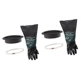 2 Piece Left Hand Gloves + 2 x Glove Holder & Clamp for Sand Blast Cabinet