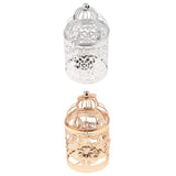 Maxbell 2pcs Electroplated Metal Birdcage Shape Tea Light Candle Holder