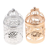Maxbell 2pcs Electroplated Metal Birdcage Shape Tea Light Candle Holder