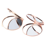 2pcs Dual Side Makeup Mirror Dormitory Bathroom Round Folding Mirrors Golden