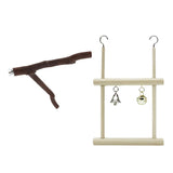 Bird Parrot Parakeet Budgie Toy Wood Swing with Bell Cage Hanging Perch
