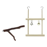 Bird Parrot Parakeet Budgie Toy Wood Swing with Bell Cage Hanging Perch