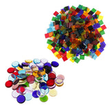 260g Assorted Square Round Vitreous Glass Mosaic Tiles for DIY Arts Crafts