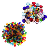 260g Assorted Square Round Vitreous Glass Mosaic Tiles for DIY Arts Crafts