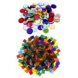 260g Assorted Square Round Vitreous Glass Mosaic Tiles for DIY Arts Crafts