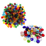 260g Assorted Square Round Vitreous Glass Mosaic Tiles for DIY Arts Crafts
