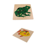 2 Piece Children Wooden Montessori Animal Peg Jigsaw Puzzle Toy 01
