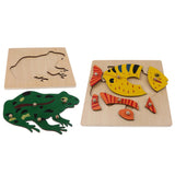 2 Piece Children Wooden Montessori Animal Peg Jigsaw Puzzle Toy 01