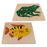 2 Piece Children Wooden Montessori Animal Peg Jigsaw Puzzle Toy 01