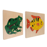 2 Piece Children Wooden Montessori Animal Peg Jigsaw Puzzle Toy 01