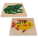 2 Piece Children Wooden Montessori Animal Peg Jigsaw Puzzle Toy 01