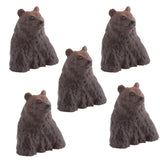 5Pcs Resin Cute Bathing Animals Statues Fairy Garden Ornaments Black Bear