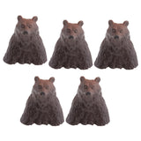 5Pcs Resin Cute Bathing Animals Statues Fairy Garden Ornaments Black Bear