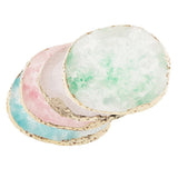 4x Resin Imitation agate nail art Palette drink coaster cup mat decors mixed