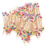 300 Pieces Acrylic Beads Bamboo Cocktail Picks Drink Stirrer Picks Round