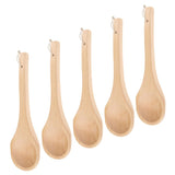 5Pcs Straight Long Handle Wooden Spoon Wooden Sauna Ladle Kitchen Soup Spoon