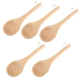 5Pcs Straight Long Handle Wooden Spoon Wooden Sauna Ladle Kitchen Soup Spoon