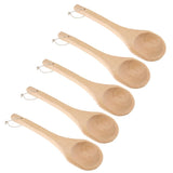 5Pcs Straight Long Handle Wooden Spoon Wooden Sauna Ladle Kitchen Soup Spoon