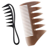 2pcs Men's Oily Hair Pick Combs Salon Dyeing Hairdressing Styling Wide Tooth