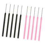 10 Pieces Pulling Hook Needle Tools for Micro Ring Hair Extension Pink+Black