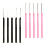 10 Pieces Pulling Hook Needle Tools for Micro Ring Hair Extension Pink+Black