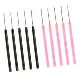 10 Pieces Pulling Hook Needle Tools for Micro Ring Hair Extension Pink+Black