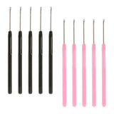 10 Pieces Pulling Hook Needle Tools for Micro Ring Hair Extension Pink+Black