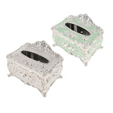 2Pcs Silver White &Green Acrylic Tissue Holder Luxury Napkin Box Cover