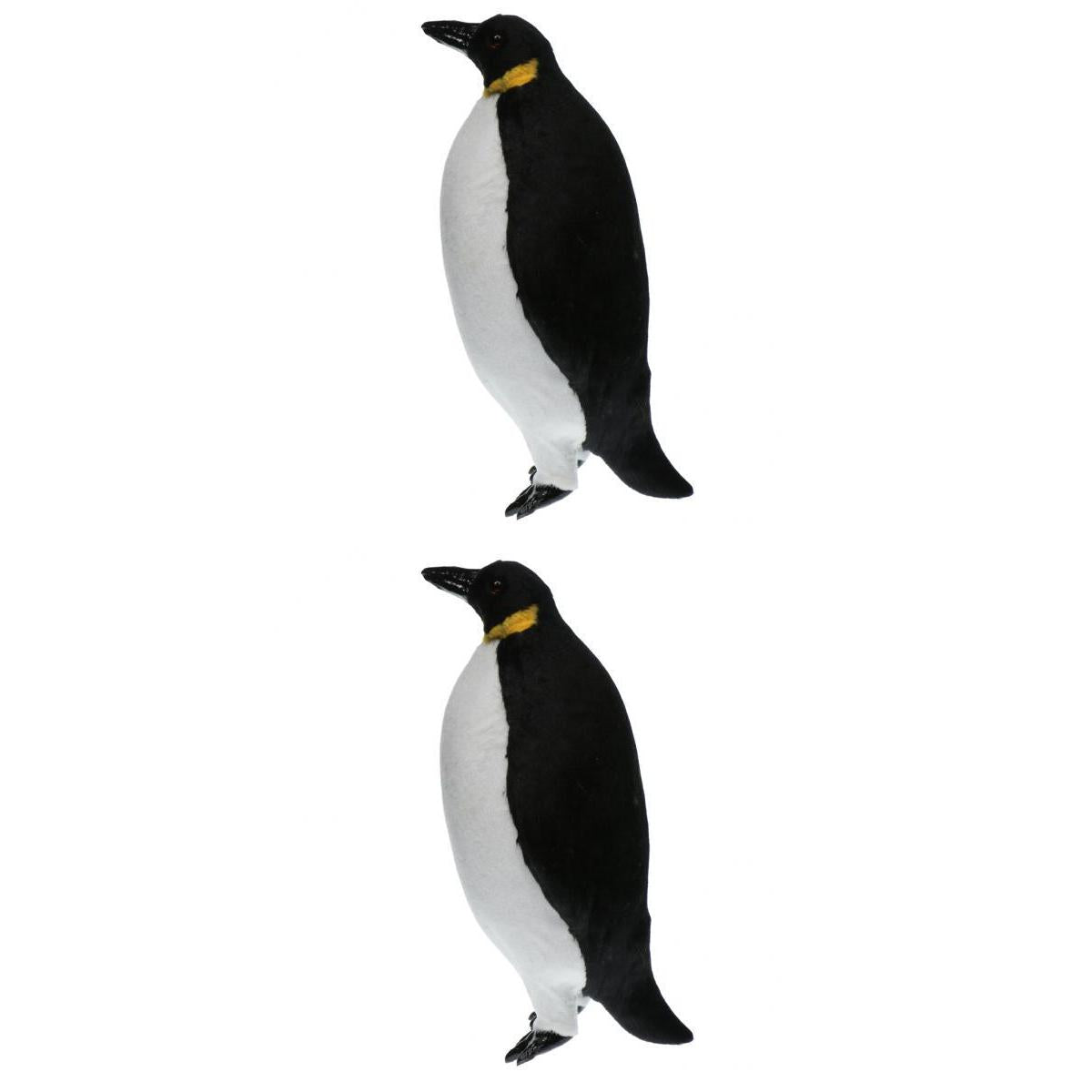 2Pcs Artificial Simulation Ornaments Feathered Fake Penguin Decor L +S