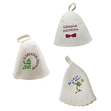 3Pcs Wool Hat for Sauna Banya Bath House Head Protection Embroidered Unisex