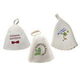 3Pcs Wool Hat for Sauna Banya Bath House Head Protection Embroidered Unisex