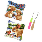 2 Set Rabbit Pillowcase Latch Hook Kit and 2pcs Latch Hook Tool for Beginner