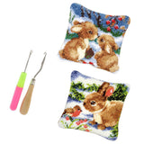 2 Set Rabbit Pillowcase Latch Hook Kit and 2pcs Latch Hook Tool for Beginner
