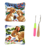 2 Set Rabbit Pillowcase Latch Hook Kit and 2pcs Latch Hook Tool for Beginner