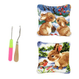 2 Set Rabbit Pillowcase Latch Hook Kit and 2pcs Latch Hook Tool for Beginner