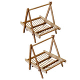 2pcs Bamboo Folding Basket Handmade Craft Food Drying Rack Restaurant Hotel