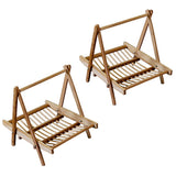 2pcs Bamboo Folding Basket Handmade Craft Food Drying Rack Restaurant Hotel