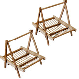 2pcs Bamboo Folding Basket Handmade Craft Food Drying Rack Restaurant Hotel