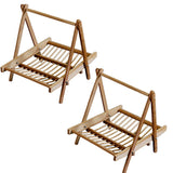 2pcs Bamboo Folding Basket Handmade Craft Food Drying Rack Restaurant Hotel