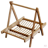 2pcs Bamboo Folding Basket Handmade Craft Food Drying Rack Restaurant Hotel
