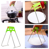3pcs Steel Plate Gripper Clip Foldable Dish Tong Anti Heat Bowl Clamp