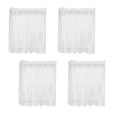 4Pcs Embroidered Lace Window Voile Sheer Curtain Valance Tiers 74x61cm White