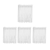 4Pcs Embroidered Lace Window Voile Sheer Curtain Valance Tiers 74x61cm White