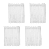 4Pcs Embroidered Lace Window Voile Sheer Curtain Valance Tiers 74x61cm White
