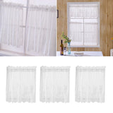 4Pcs Embroidered Lace Window Voile Sheer Curtain Valance Tiers 74x61cm White