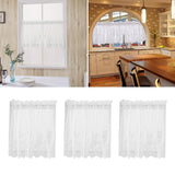 4Pcs Embroidered Lace Window Voile Sheer Curtain Valance Tiers 74x61cm White