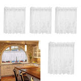 4Pcs Embroidered Lace Window Voile Sheer Curtain Valance Tiers 74x61cm White