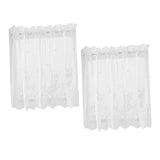 2pcs Embroidered Lace Window Voile Sheer Curtain Valance Tiers 74x61cm White