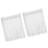 2pcs Embroidered Lace Window Voile Sheer Curtain Valance Tiers 74x61cm White