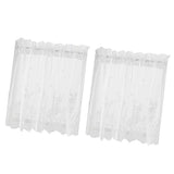 2pcs Embroidered Lace Window Voile Sheer Curtain Valance Tiers 74x61cm White